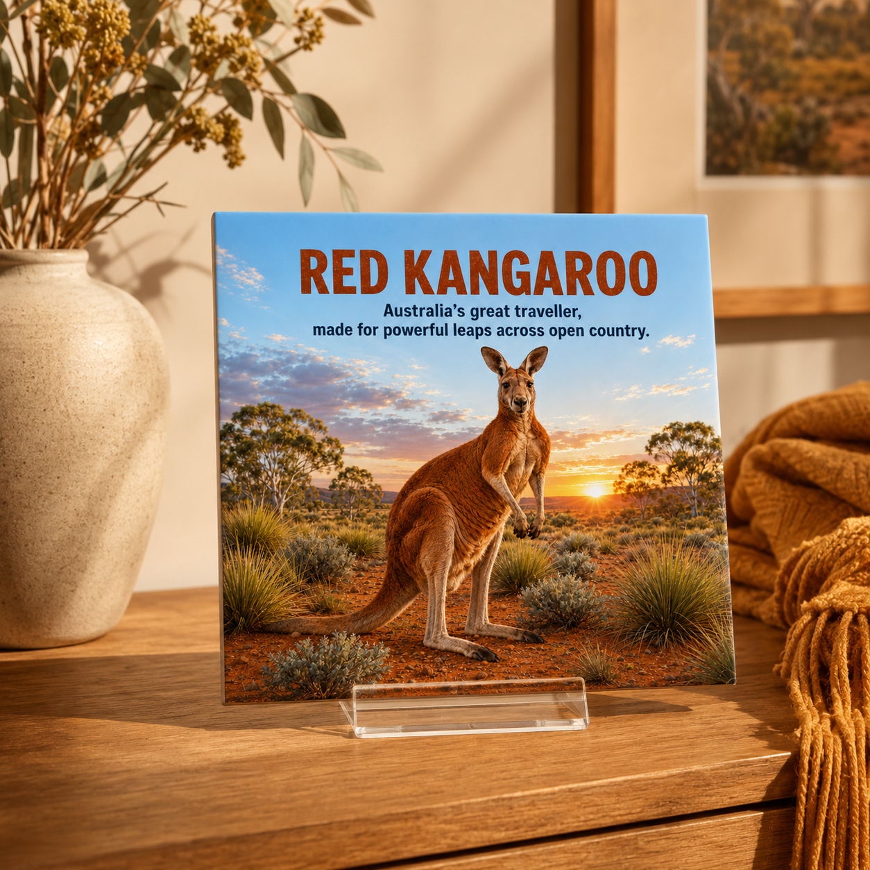 Red Kangaroo Australian Native Animal Tile