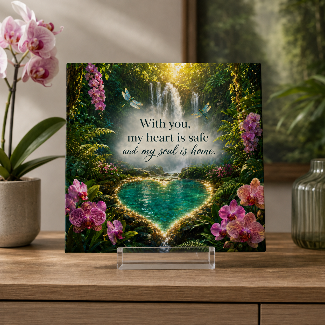 With You My Heart Is Safe Love Tile