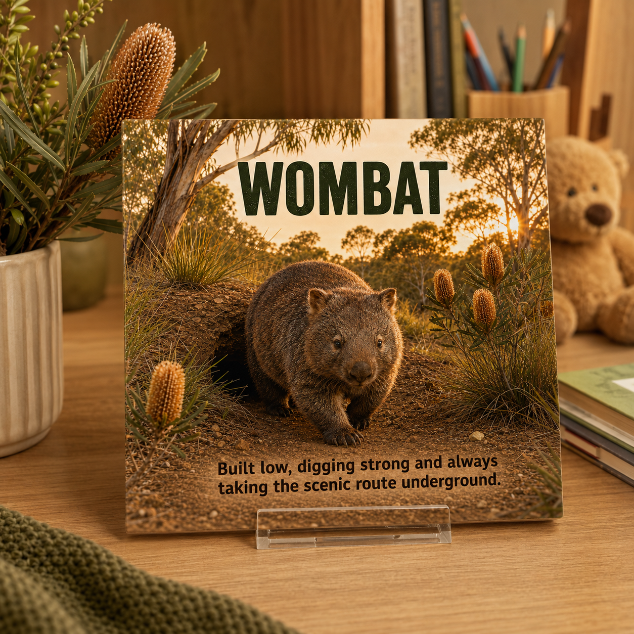 Wombat Australian Native Animal Tile