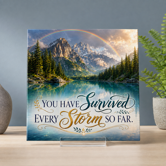 You Survived Every Storm Inspirational Tile