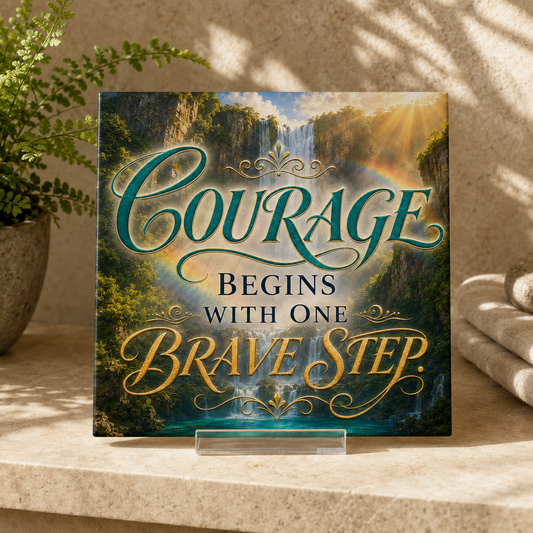 Courage Begins With One Brave Step Tile