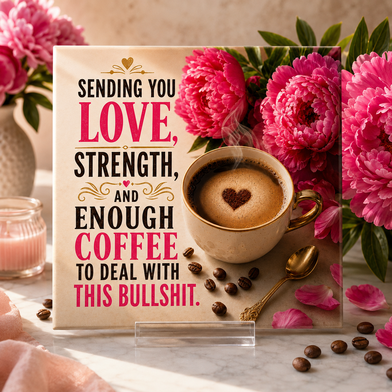Sending Love, Strength and Coffee Tile