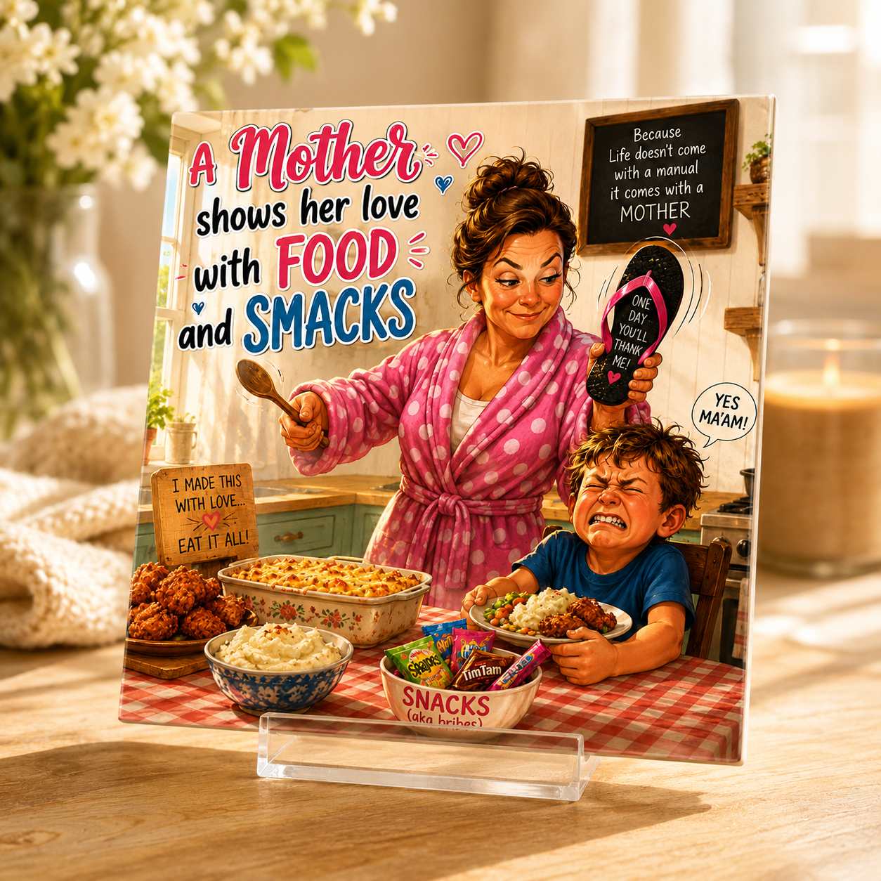 Mother Shows Her Love with Food and Smacks Tile